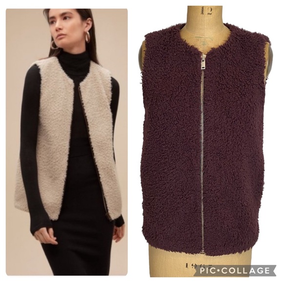 Aritzia Jackets & Blazers - Wilfred (Aritzia) Chatou Faux Fur Vest in Burgundy Size XS